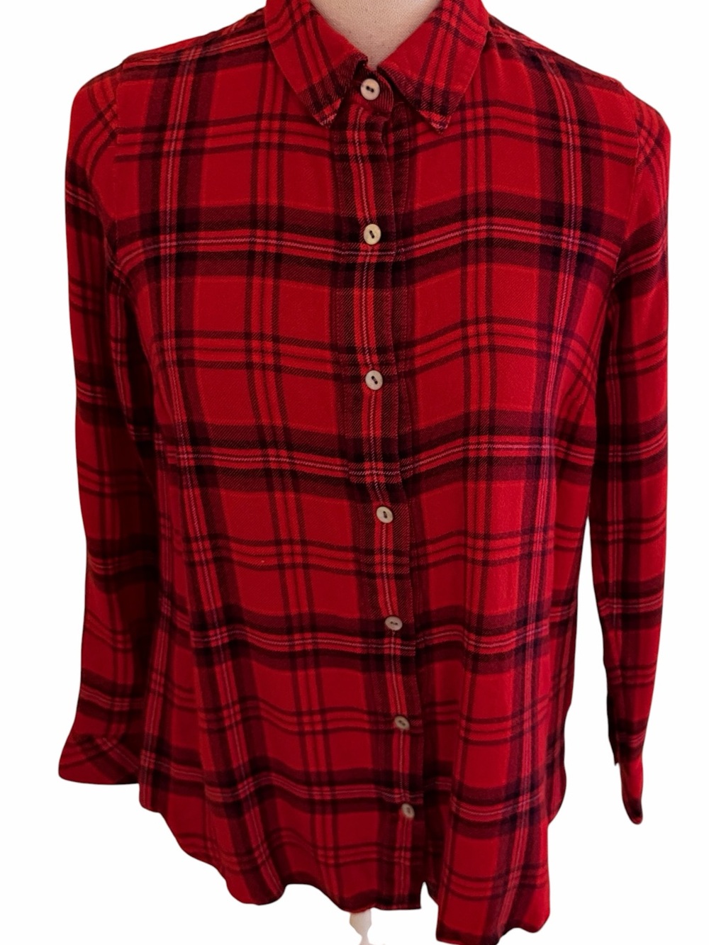J. Jill Red Plaid Button-Up Shirt XS